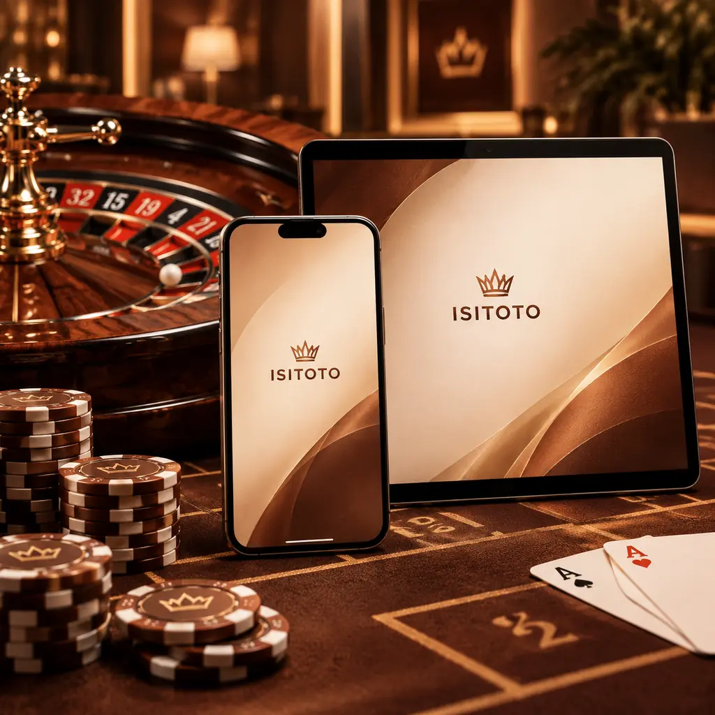 Ponsel dan tablet di samping meja roulette