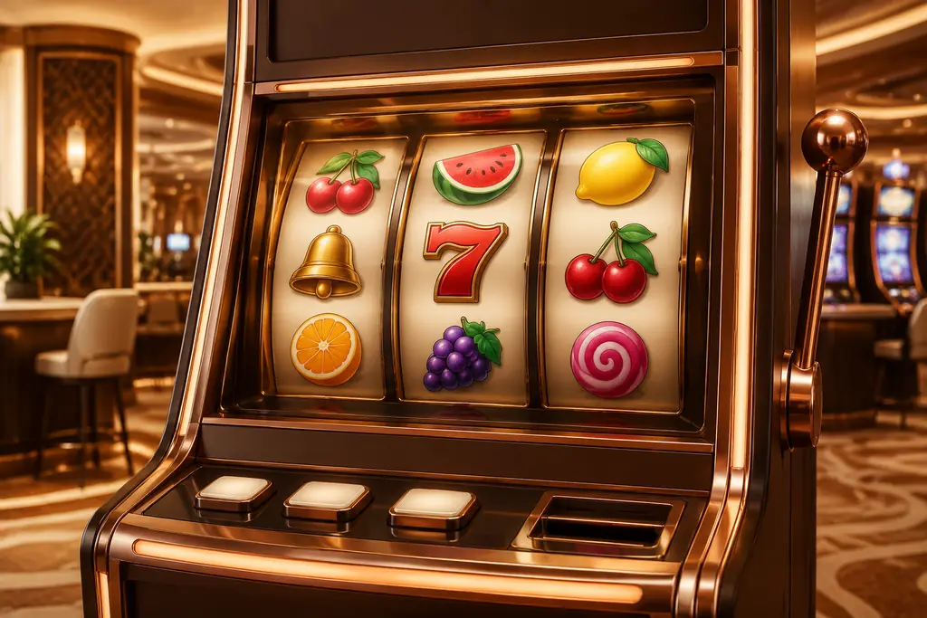Mesin slot dengan simbol buah dan permen